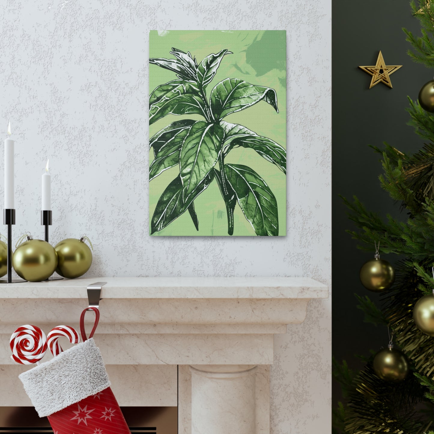 Plant Leaves Digital Illustration Canvas Gallery Wraps