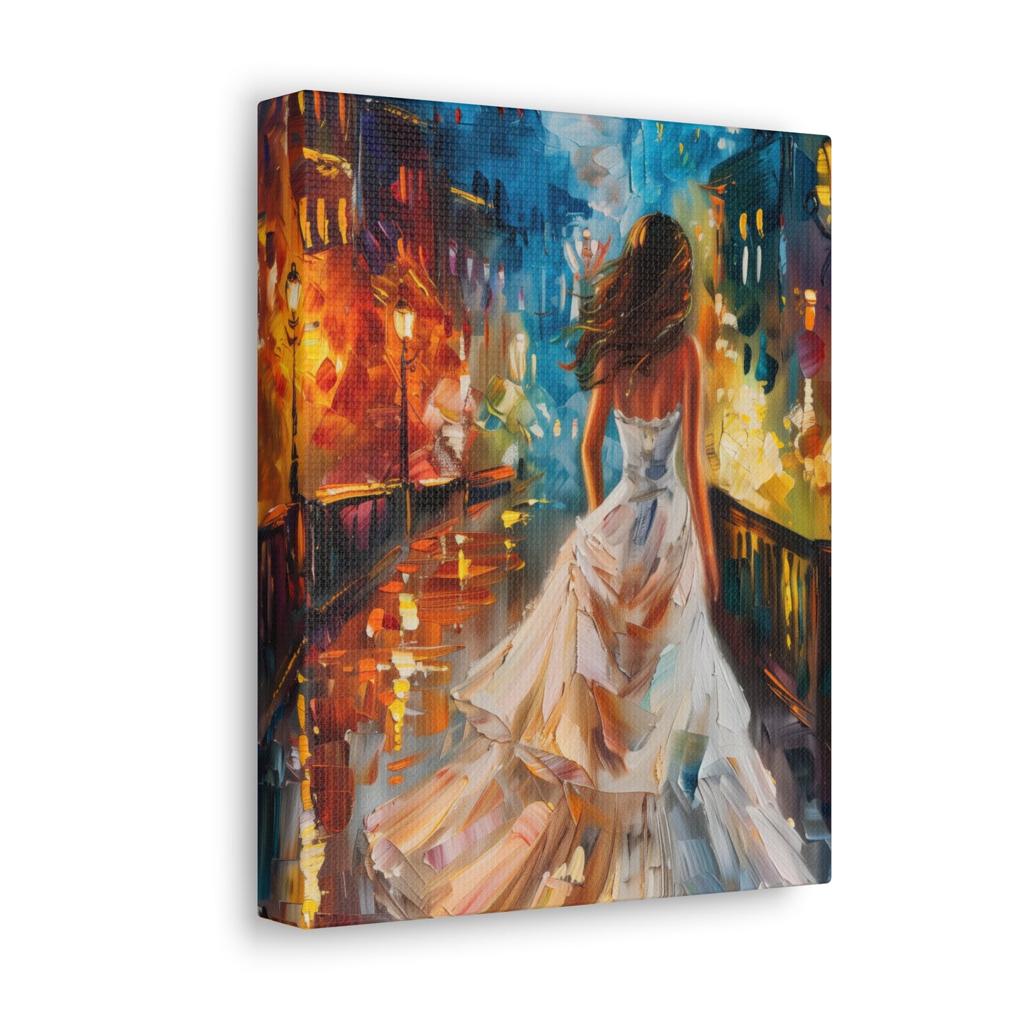 bride walking in Bridge - Leonid Afremov Style Digital Print Canvas Gallery Wraps