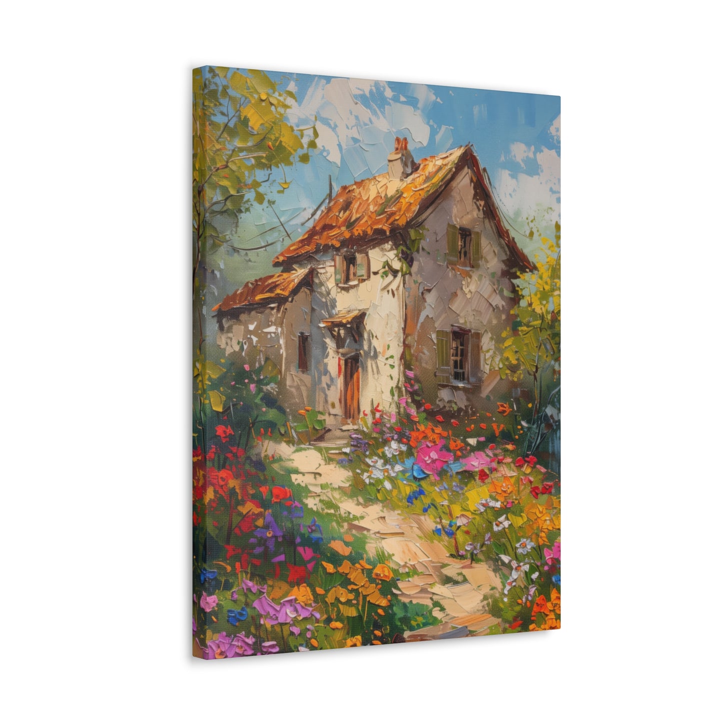 French country side whimsical old house Digital Oil Painting Print Canvas Gallery Wraps