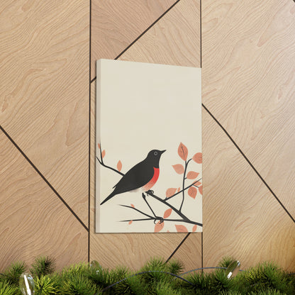 Bird siting on a tree branch Digital Illustration Canvas Gallery Wraps