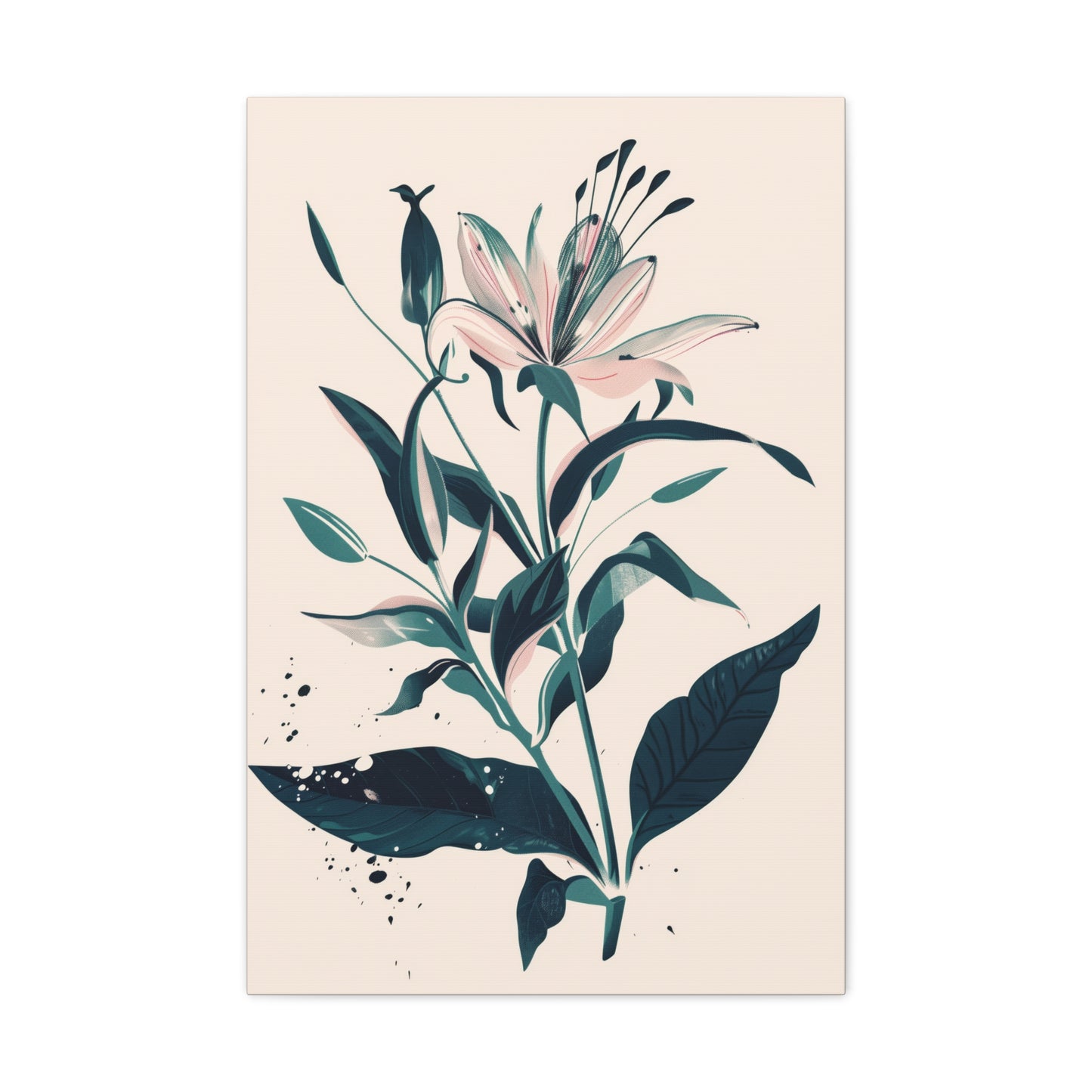 Lily Plant with Flowers - Illustration Canvas Gallery Wraps