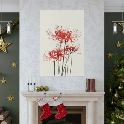 Red Spider Lily Flower Digital Illustration Canvas Gallery Wraps