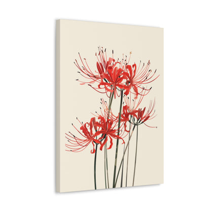 Red Spider Lily Flower Digital Illustration Canvas Gallery Wraps