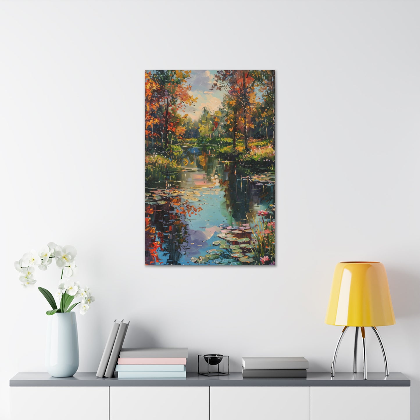 Lake in a Forest - Claude Monet Style Digital Print Canvas Gallery Wraps