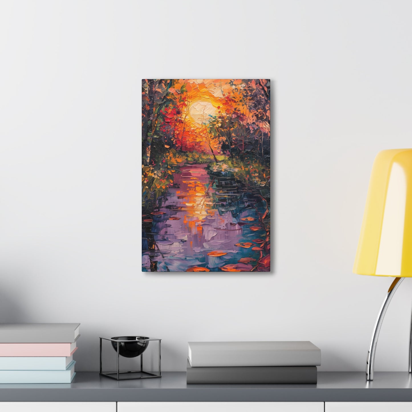 Pond in a Forest - Claude Monet Style Digital Print Canvas Gallery Wraps