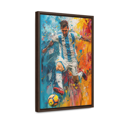 Lionel Messi Playing with Argentina T-Shirt - Canvas Print