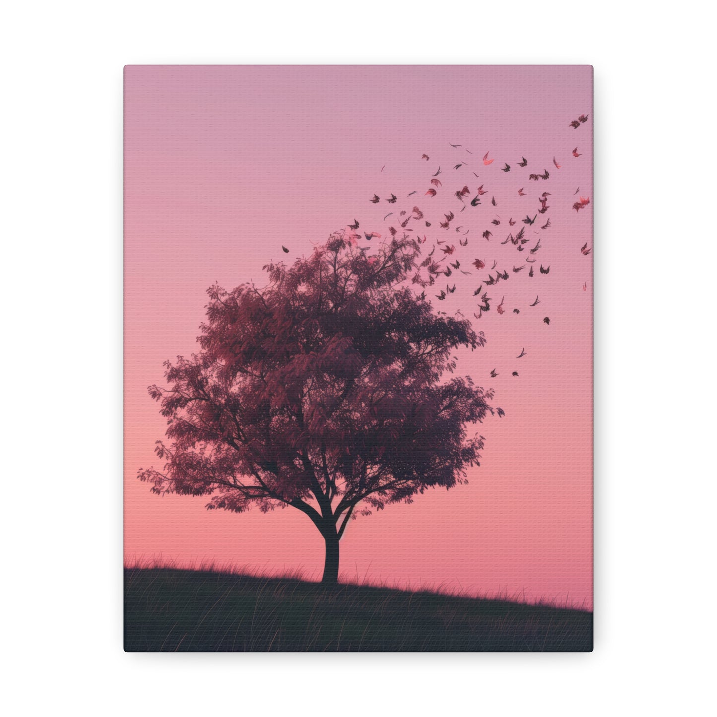 Tree in a Purple Sunset Digital Illustration Canvas Gallery Wraps