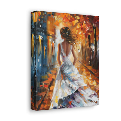 bride walking in street - Leonid Afremov Style Digital Print Canvas Gallery Wraps