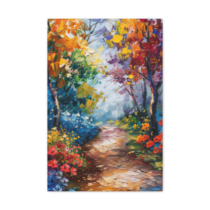 Road Through Autumn Flower Forest - Leonid Afremov Oil Painting Canvas Gallery Wraps