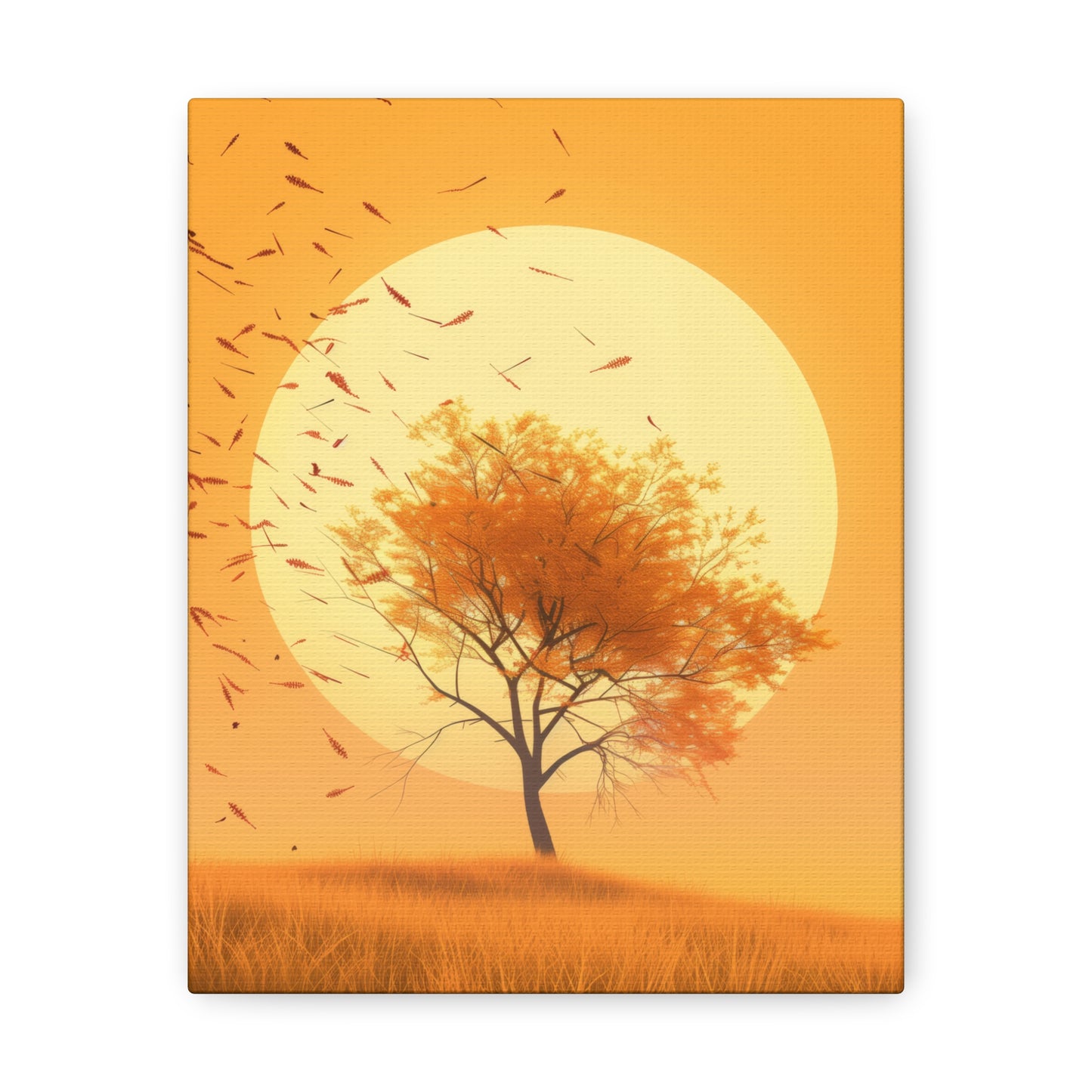 Tree in a Golden Sunset Digital Illustration Canvas Gallery Wraps