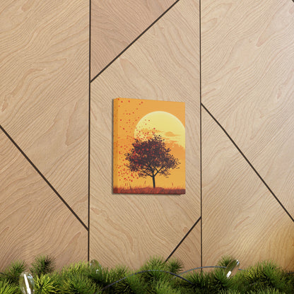 Tree in a Golden Sunset Digital Illustration Canvas Gallery Wraps