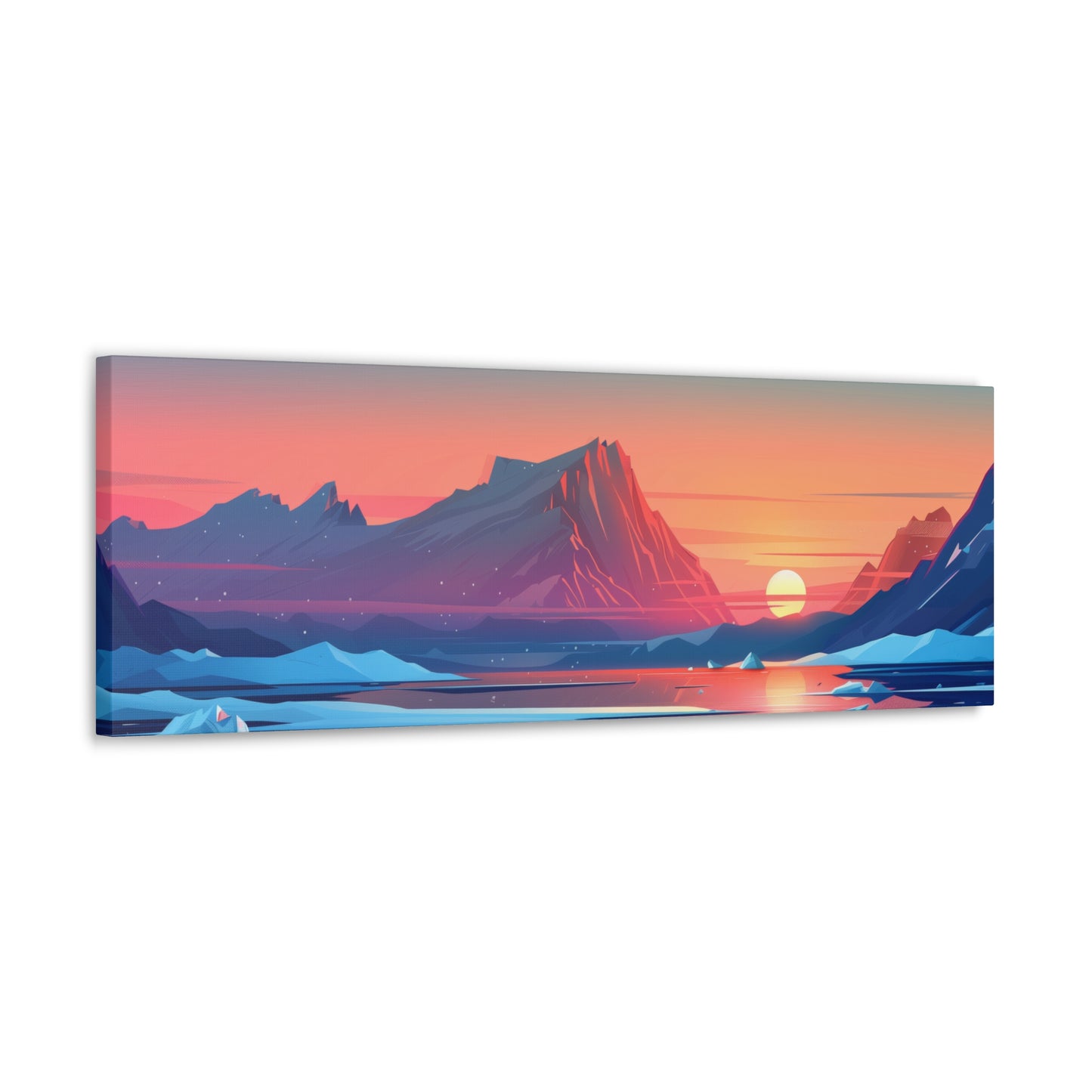 Sunset in Antarctica - Landscape Illustration Panorama Canvas Gallery Wraps