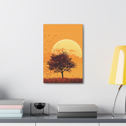 Tree in a Golden Sunset Digital Illustration Canvas Gallery Wraps