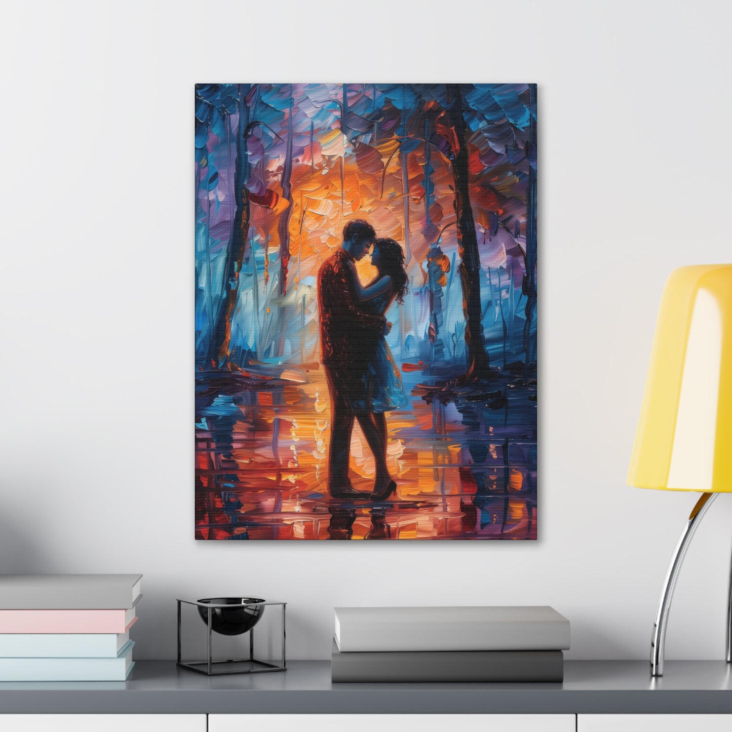 Couple - Leonid Afremov Style Digital Oil Painting Canvas Gallery Wraps