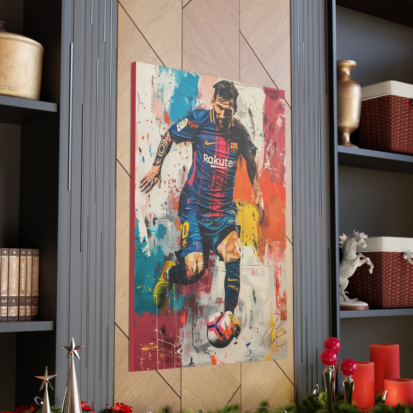 Lionel Messi - Abstract Digital Painting Canvas Gallery Wraps