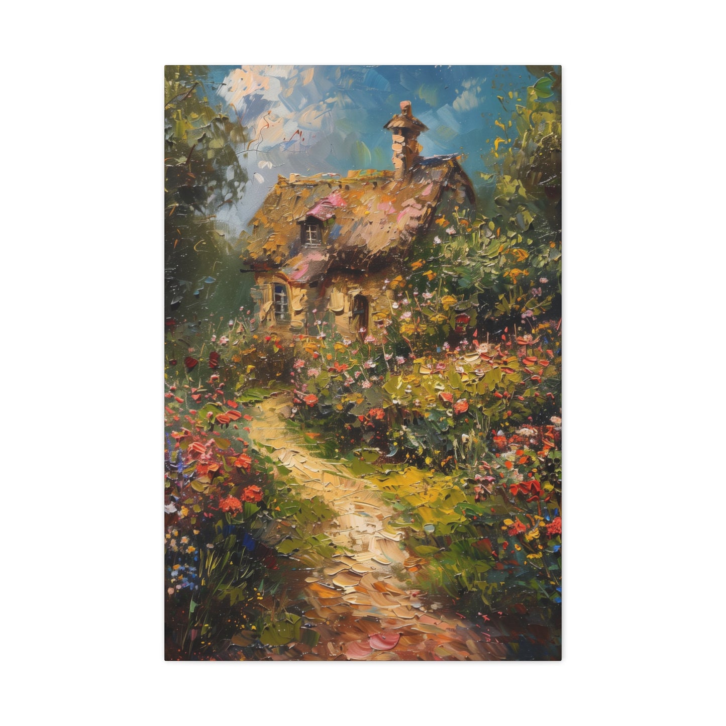 old hut in countryside vintage Digital Oil Painting Print Canvas Gallery Wraps