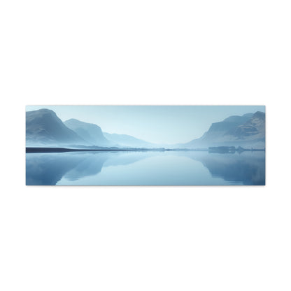 Lake Landscape with Mountains - Morning Mist Panorama Canvas Gallery Wraps