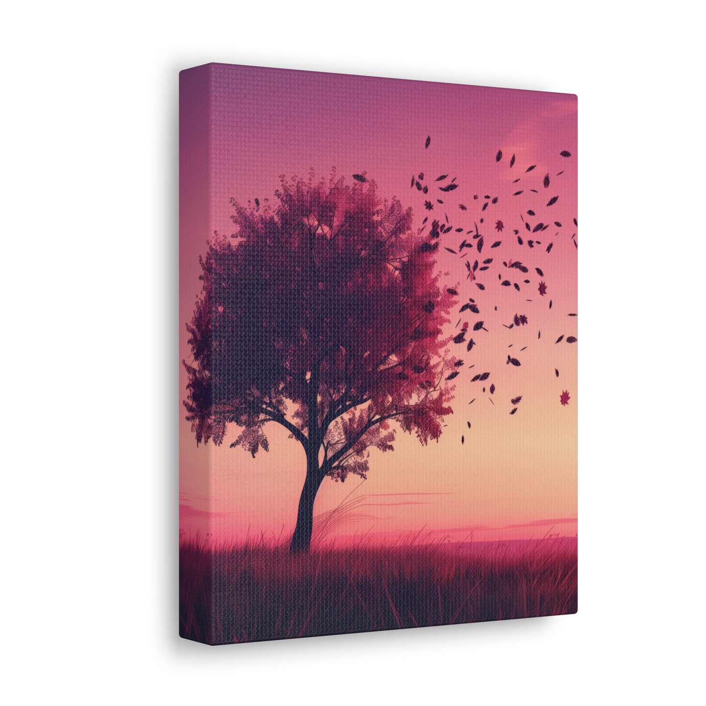 Tree in a Purple Sunset Digital Illustration Canvas Gallery Wraps