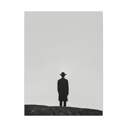 Man Wearing Suit and Porkpie Hat - Takeshi Kitano Style Digital Illustration Canvas Gallery Wraps