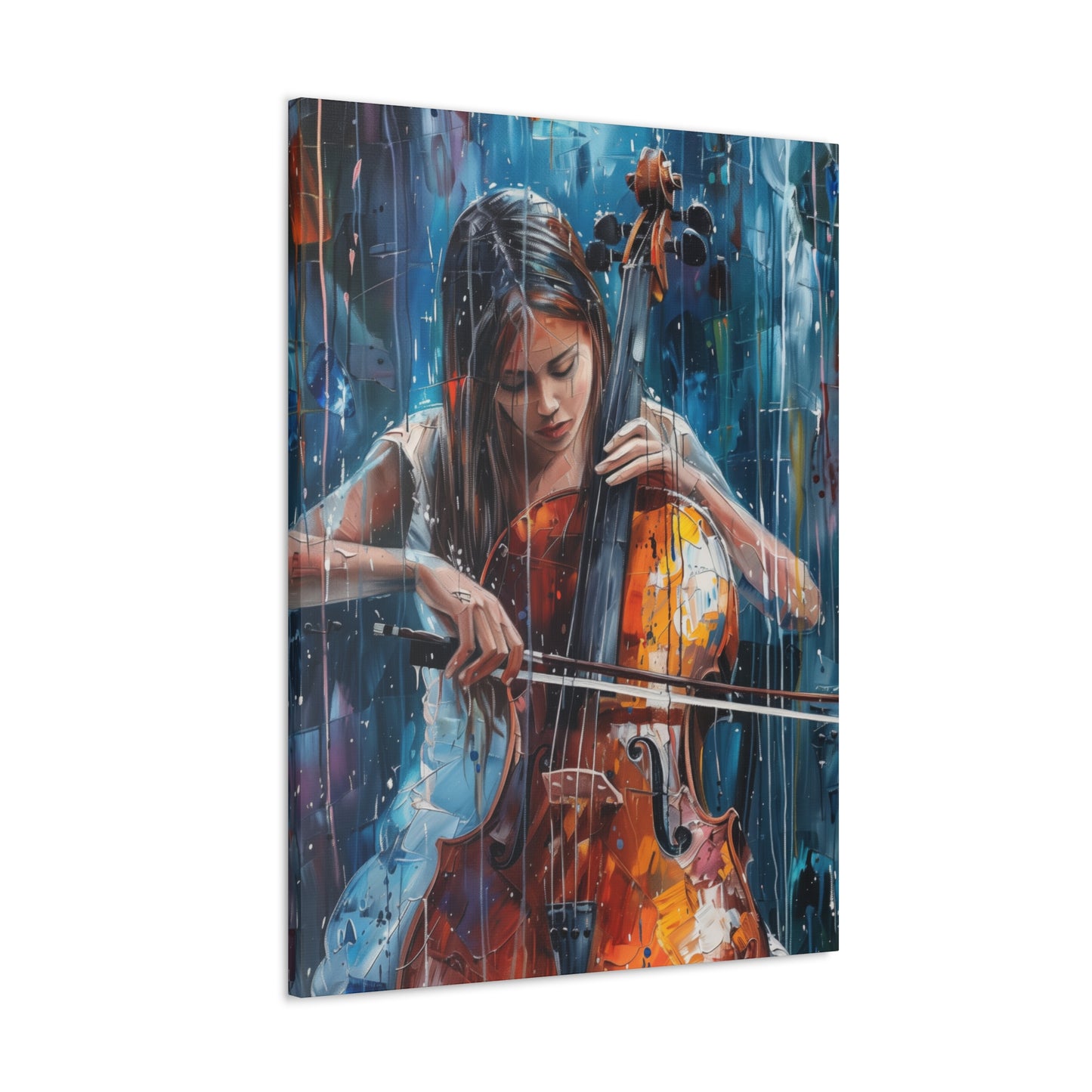 Girl Playing Guitar - Digital Oil Painting Canvas Gallery Wraps