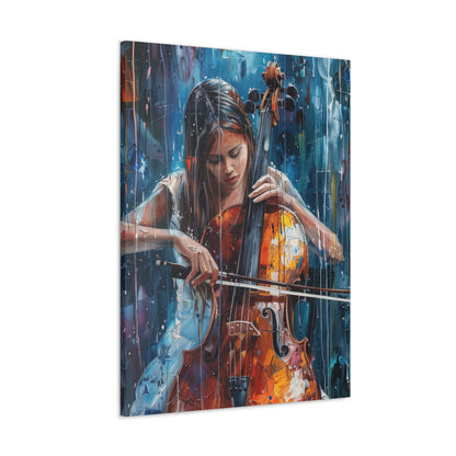 Girl Playing Guitar - Digital Oil Painting Canvas Gallery Wraps