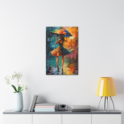 Walking in the Rain - Leonid Afremov Style Digital Print Canvas Gallery Wraps