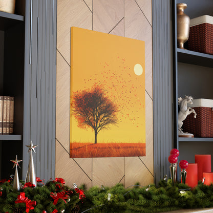 Tree in a Golden Sunset Digital Illustration Canvas Gallery Wraps