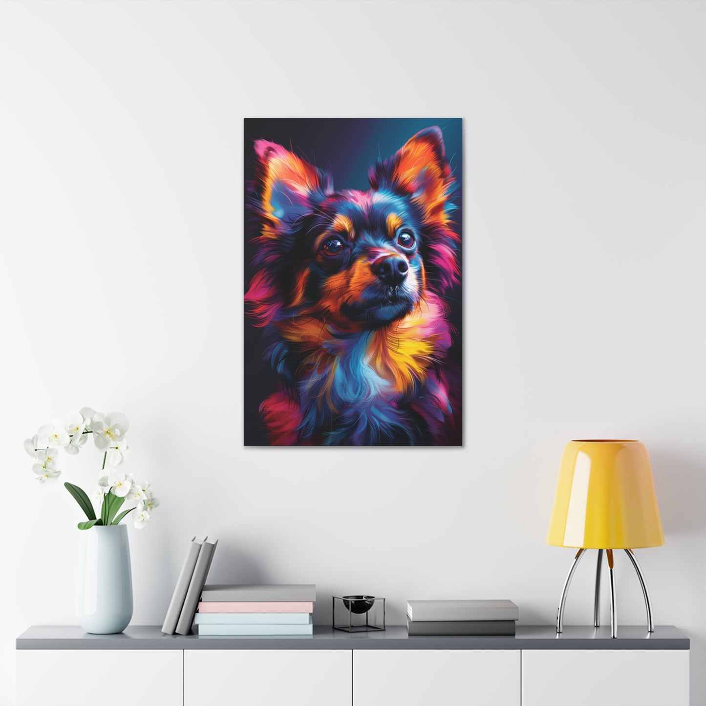 Papillon Dog - Abstract Illustration Canvas Gallery Wraps