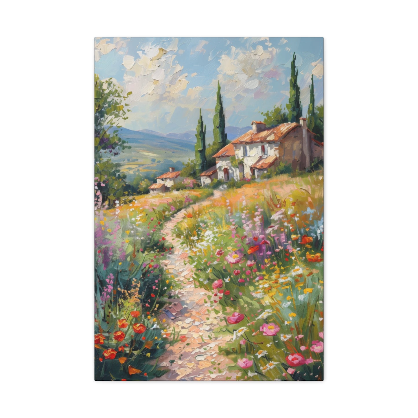 countryside house with garden in medieval times Digital Oil Painting Print Canvas Gallery Wraps