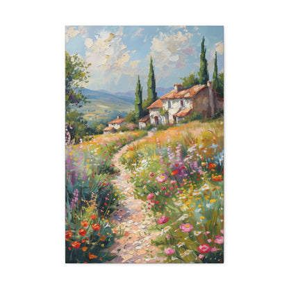 countryside house with garden in medieval times Digital Oil Painting Print Canvas Gallery Wraps