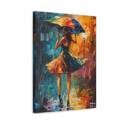 Walking in the Rain - Leonid Afremov Style Digital Print Canvas Gallery Wraps