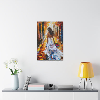 bride walking in the street - Leonid Afremov Style Digital Print Canvas Gallery Wraps