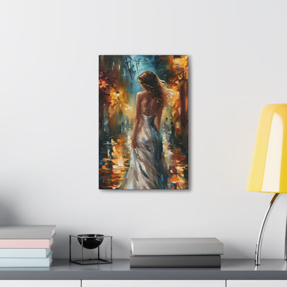 bride walking in street - Leonid Afremov Style Digital Print Canvas Gallery Wraps