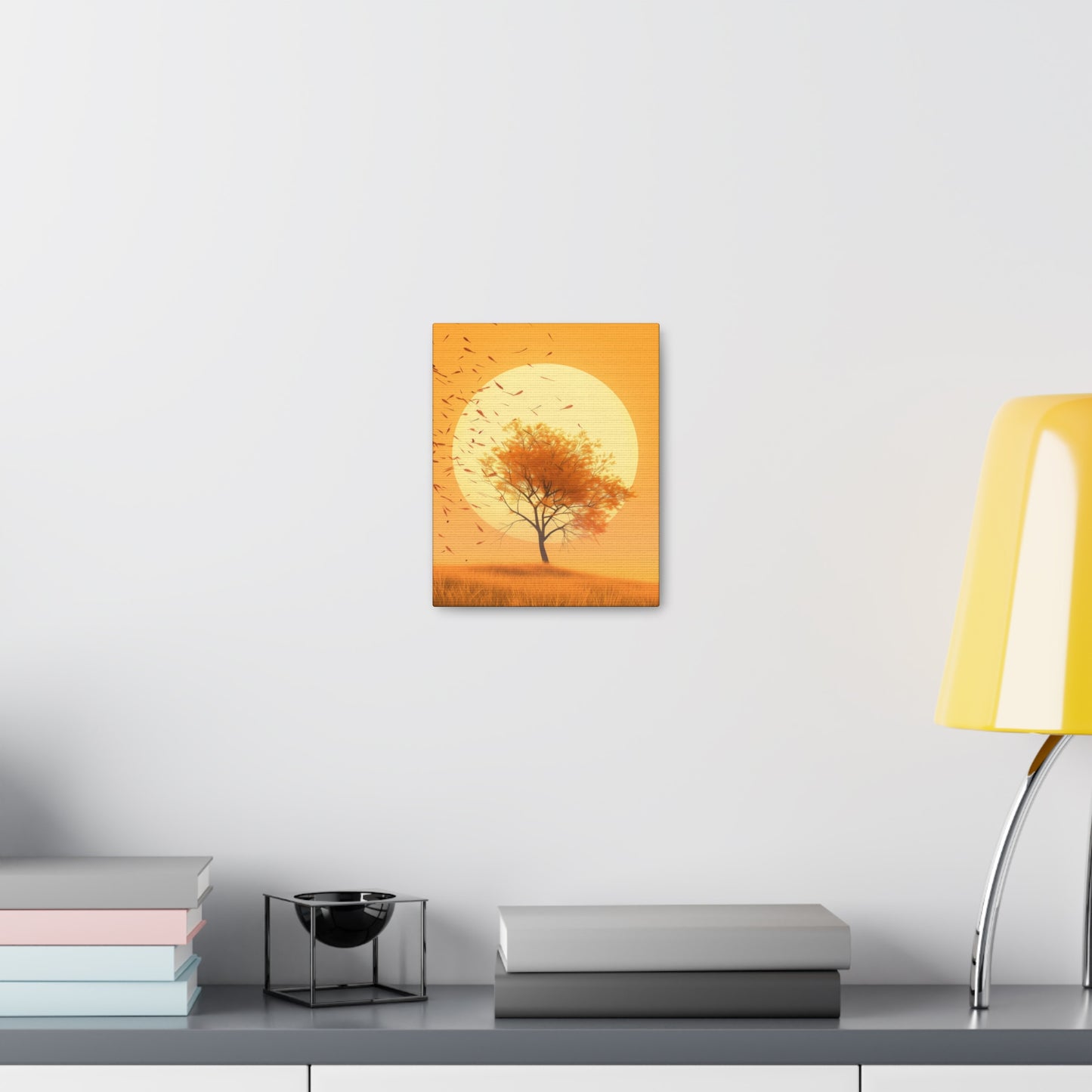 Tree in a Golden Sunset Digital Illustration Canvas Gallery Wraps