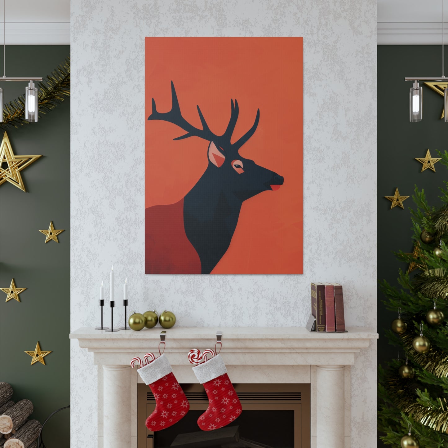 Reindeer with antlers Digital Illustration Canvas Gallery Wraps