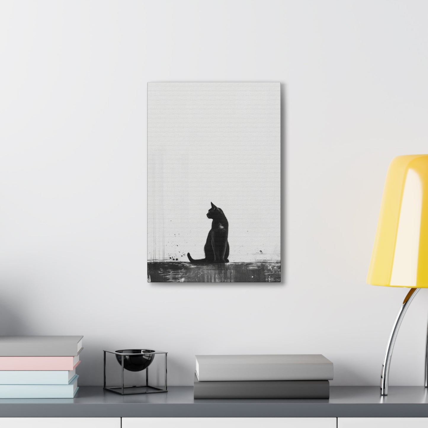 Black Cat Digital Illustration Canvas Gallery Wraps