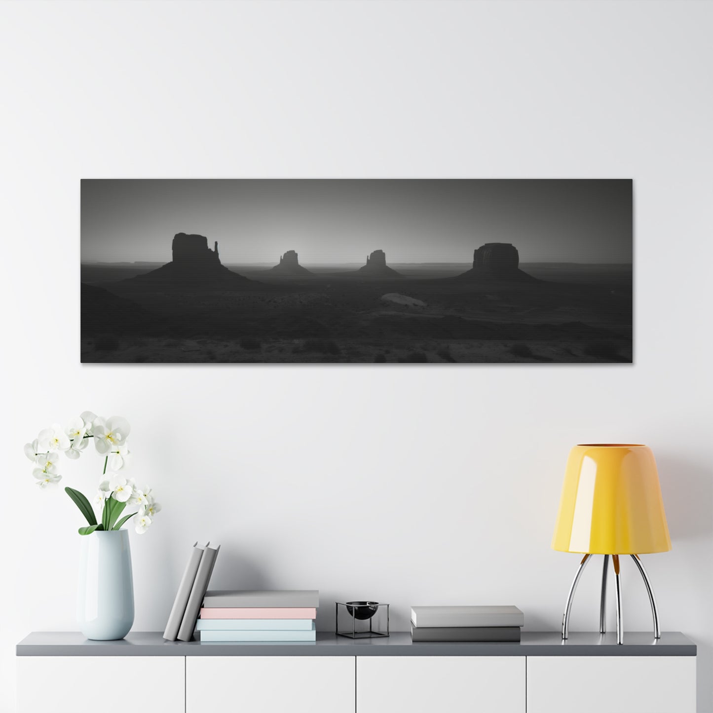 Wild West Desert of Arizona - Black and White Landscape Panorama Canvas Gallery Wraps