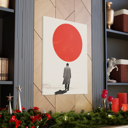 Man walking to red circle  - Takeshi Kitano Style Digital Illustration Canvas Gallery Wraps