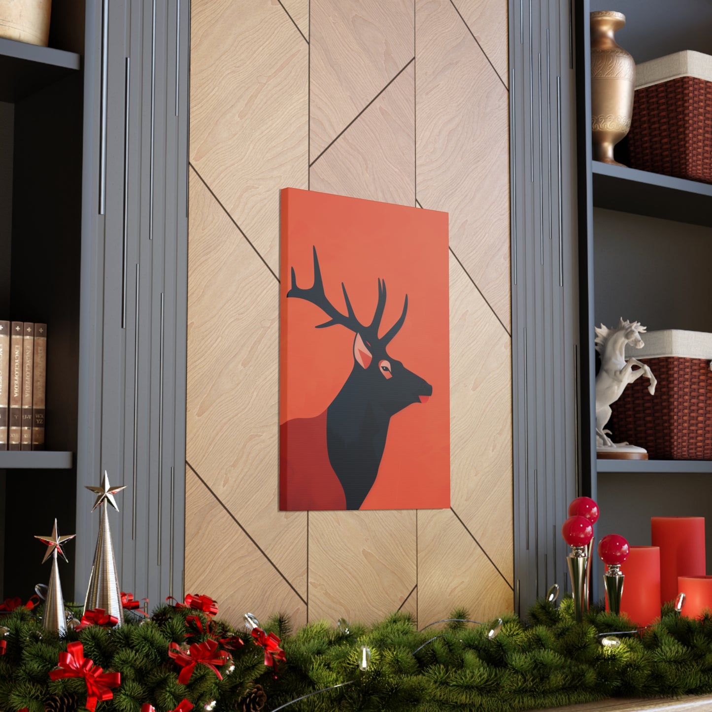 Reindeer with antlers Digital Illustration Canvas Gallery Wraps