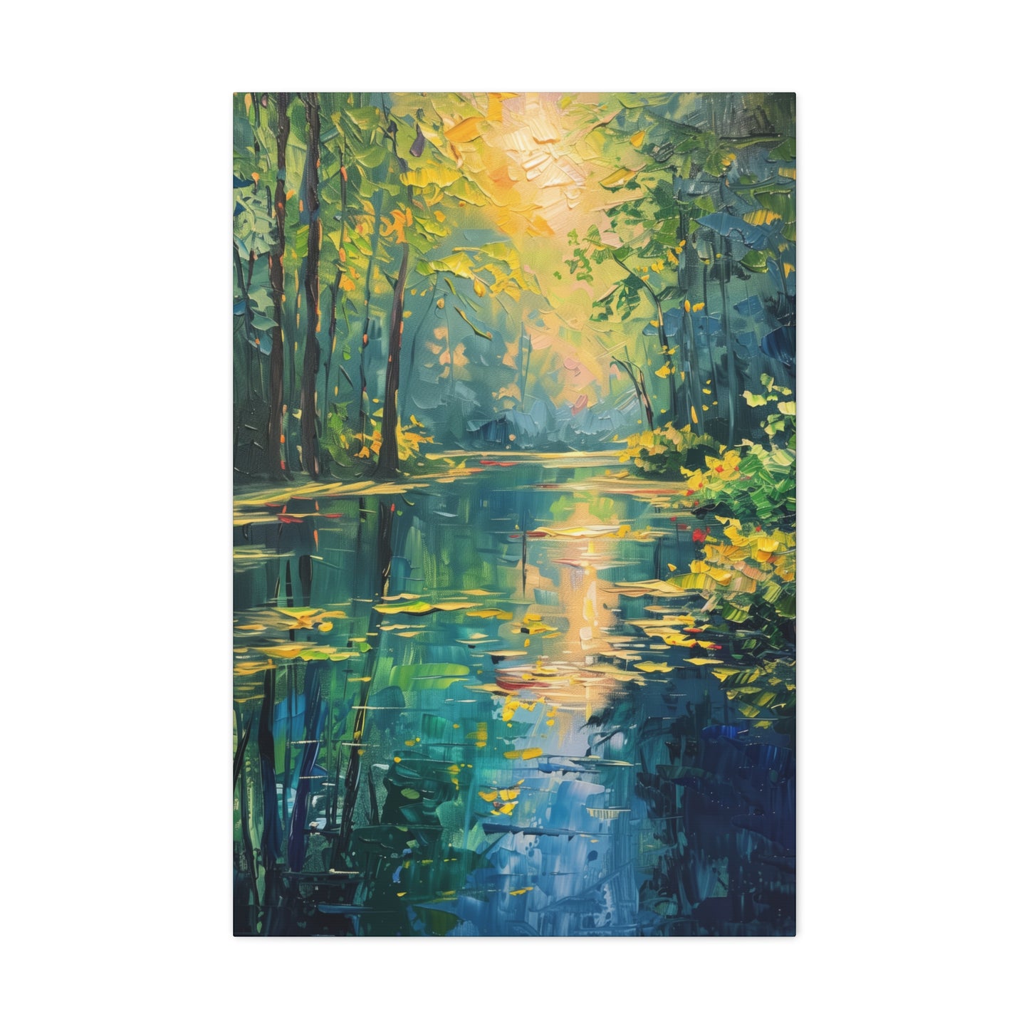 Lake in a Forest - Claude Monet Style Digital Print Canvas Gallery Wraps