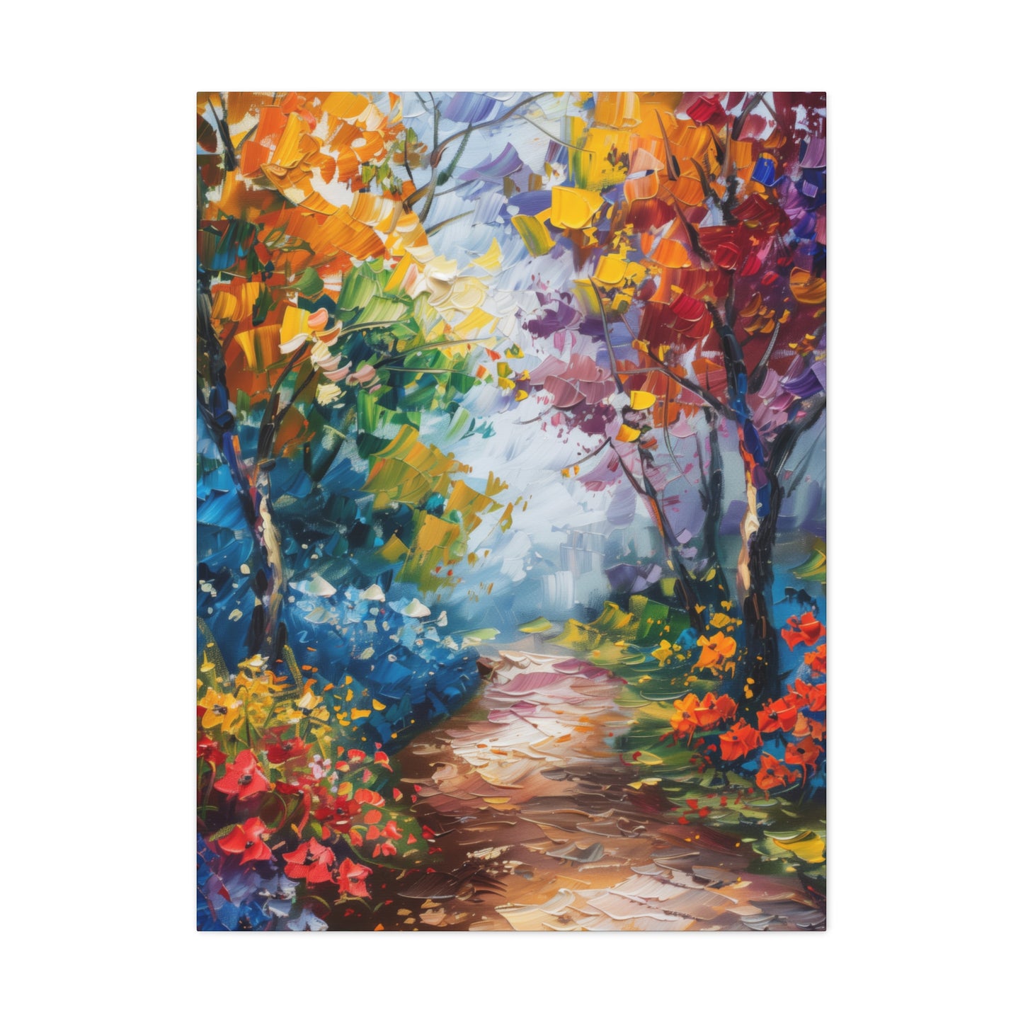 Road Through Autumn Flower Forest - Leonid Afremov Oil Painting Canvas Gallery Wraps