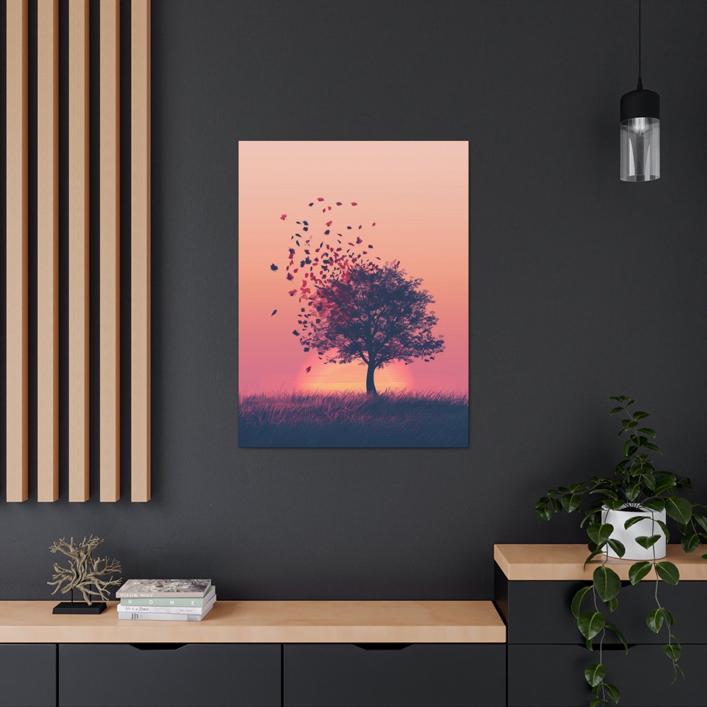 Tree in a Golden Sunset Digital Illustration Canvas Gallery Wraps