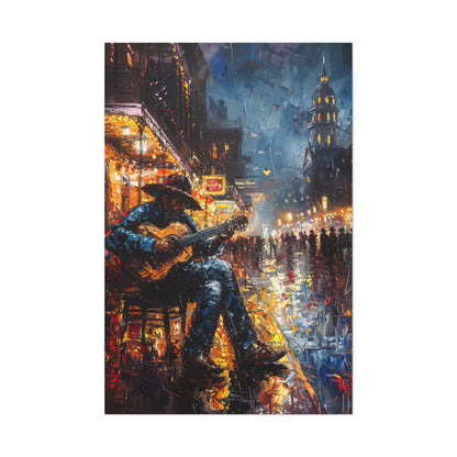 Man Playing Guitar on the Street - Rembrandt Style Digital Oil Painting  Canvas Gallery Wraps