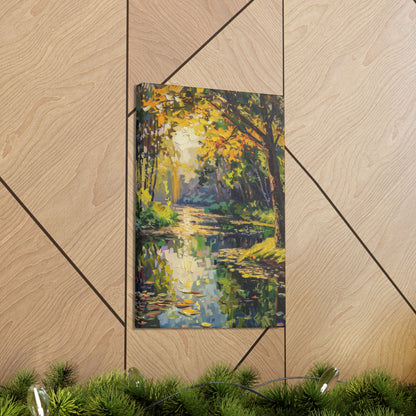 River in a Forest - Claude Monet Style Digital Print Canvas Gallery Wraps