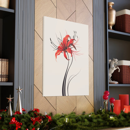 Red Spider Lily Flower Digital Illustration Canvas Gallery Wraps