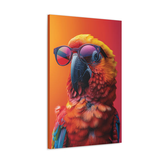 Parrot Wearing Sunglasses - Illustration Canvas Gallery Wraps