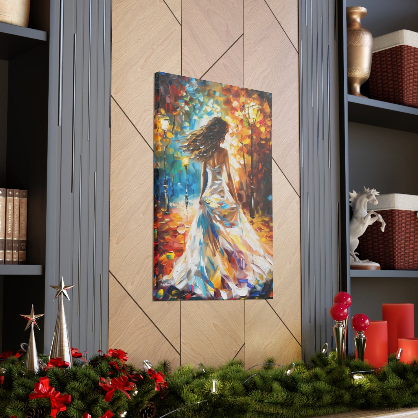 bride walking in street - Leonid Afremov Style Digital Print Canvas Gallery Wraps