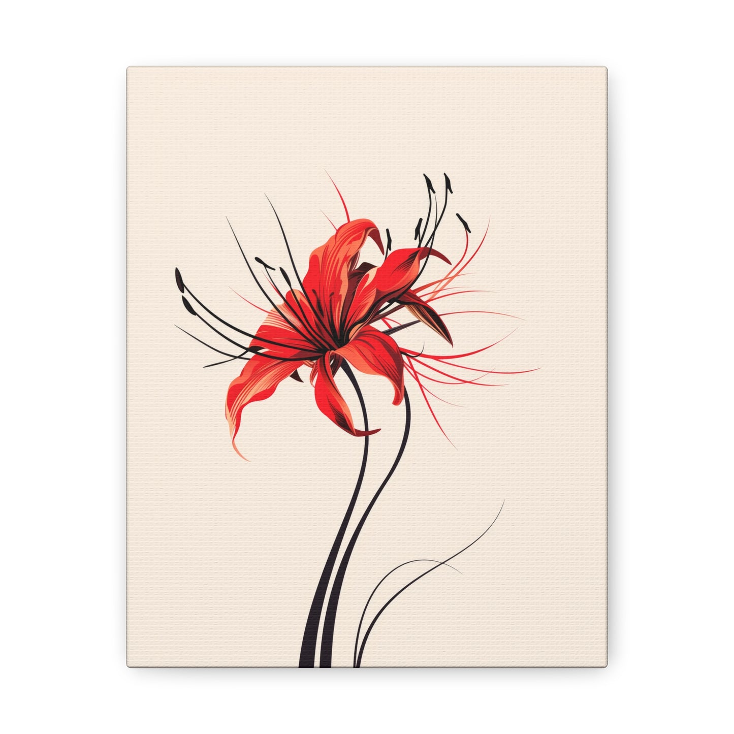 Red Spider Lily Flower Digital Illustration Canvas Gallery Wraps