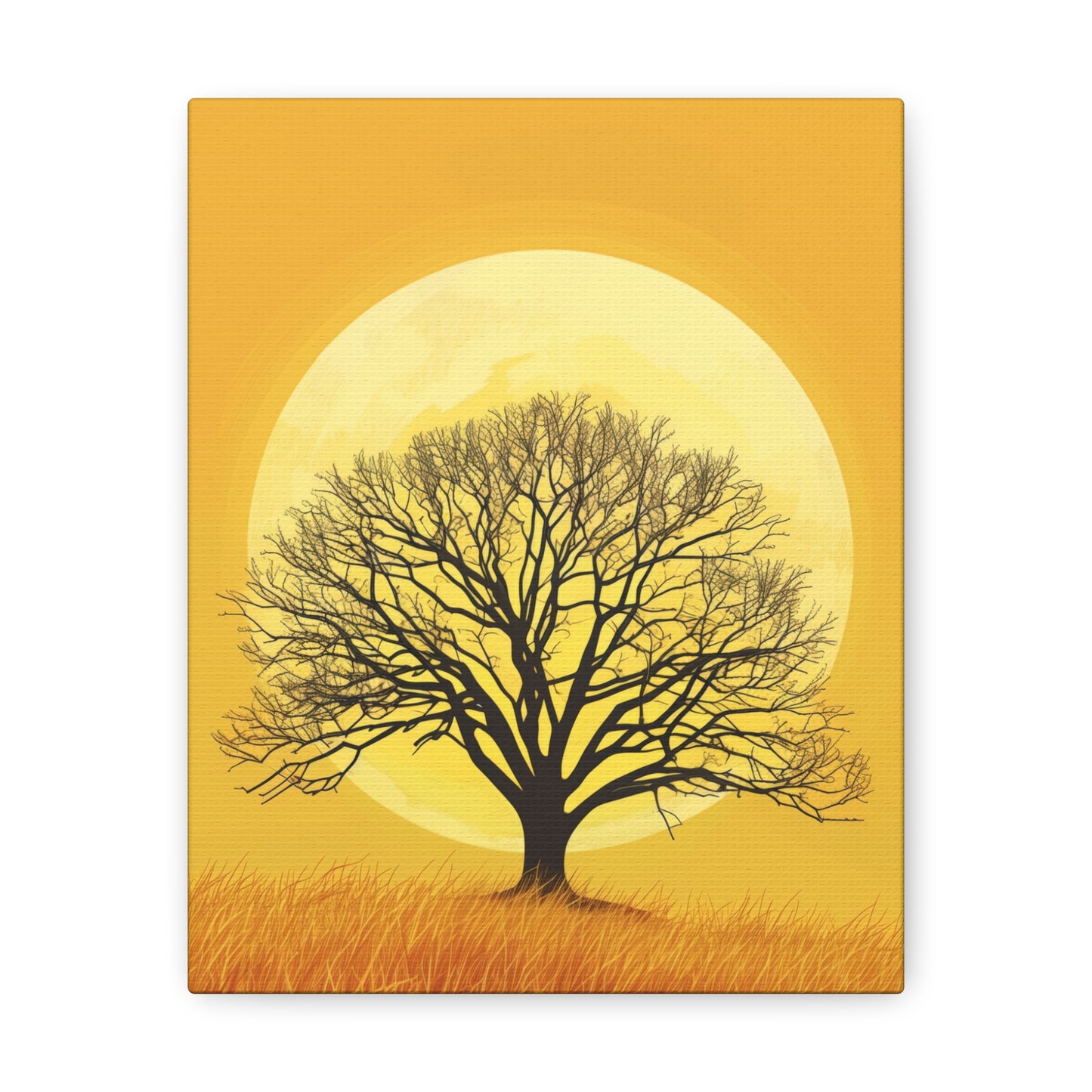 A Leafless Tree in a Golden Evening Digital illustration Canvas Gallery Wraps