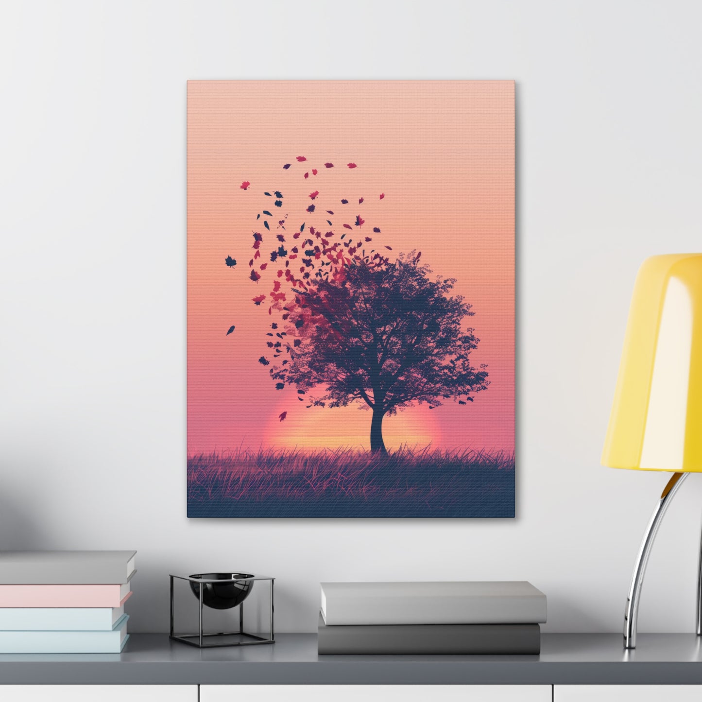 Tree in a Golden Sunset Digital Illustration Canvas Gallery Wraps